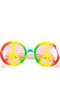 Kleurrijke retro peaceteken partybril