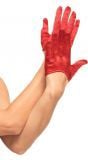 Korte satijnen rode handschoenen