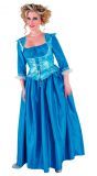 Lange blauwe markiezin jurk dames