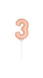 Mini rosé gouden folieballon cijfer 3