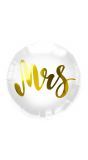 Mrs bruiloft folieballon wit