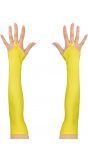 Neon gele vingerloze satijnen handschoenen