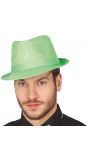Neon groene pailletten fedora hoed