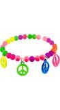 Neon hippie armband met bedeltjes