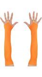 Neon oranje vingerloze satijnen handschoenen