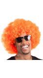 Oranje 70s disco afro pruik