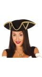 Piraten tricorn hoed met gouddetail