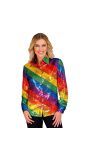 Pride regenboog pailletten blouse dames