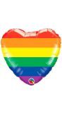 Regenboog pride hartvormig folieballon