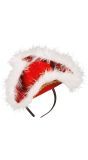 Rode mini tricorn hoed met marabou