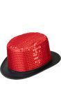 Rode pailletten hoge hoed