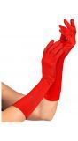 Rode satijnen middellange handschoenen