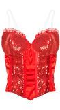 Rood pailletten corset
