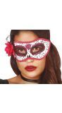 Roze Day of the dead oogmasker