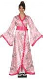 Roze japanse kimono kostuum vrouw