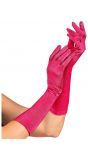 Roze satijnen middellange handschoenen