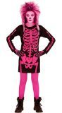 Roze skelet kind kostuum