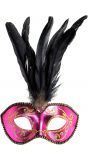 Roze venetiaanse carnival oogmasker