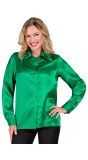 Satijnen 70s disco shirt groen dames