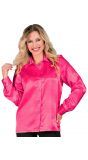 Satijnen 70s disco shirt roze dames