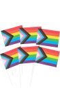 Set 6 papieren LGBTQIA+ progress zwaaivlaggen