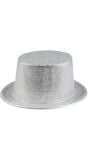 Sparkle glitter hoge hoed zilver