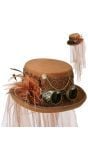 Steampunk hoed met sluier bruin