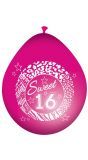Sweet 16 roze ballonnen 8 stuks