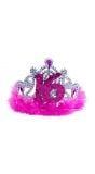 Sweet 16 tiara roze met veren