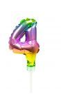 Taart topper cijfer 4 rainbow folieballon