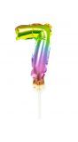 Taart topper cijfer 7 rainbow folieballon
