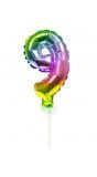 Taart topper cijfer 9 rainbow folieballon