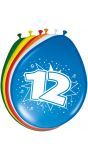 Verjaardag 12 jaar ballonnen 8 stuks