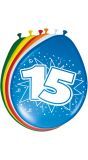Verjaardag 15 jaar ballonnen 8 stuks