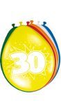 Verjaardag 30 jaar ballonnen 8 stuks
