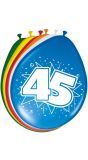 Verjaardag 45 jaar ballonnen 8 stuks
