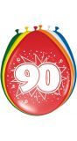 Verjaardag 90 jaar ballonnen 8 stuks