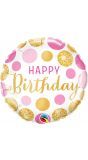 Verjaardag stippen folieballon goud roze