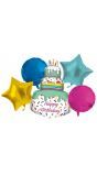Verjaardag taart folieballonnen set 5 stuks
