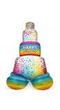 Verjaardagstaart folieballon rainbow met standaard