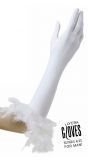 Witte gala handschoenen met veren