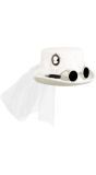 Witte steampunk hoed met sluier