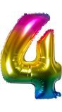 XXL regenboogkleurige folieballon cijfer 4