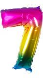 XXL regenboogkleurige folieballon cijfer 7