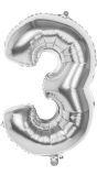 XXL zilveren folieballon cijfer 3