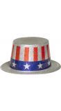 Zilveren glitter USA hoed
