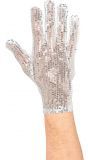 Zilveren pailletten rechtshandige handschoen