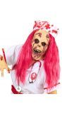 Zombie verpleegster masker met pruik