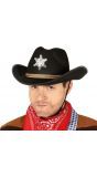 Zwarte cowboy sheriff hoed