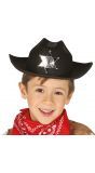 Zwarte cowboy sheriff hoed kind